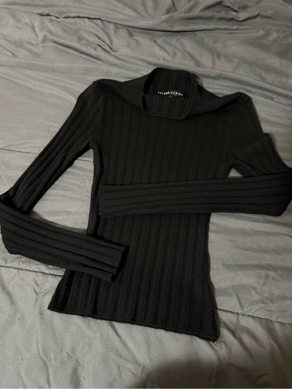 Celebrity Pink Black Ribbed Stretch Sweater